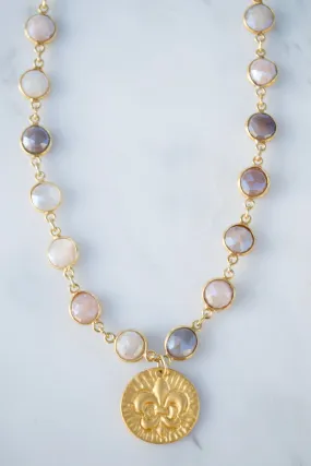 Sunstone Quartz Coin Necklace