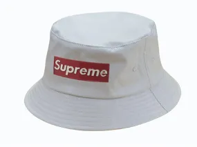 Supreme cotton embroidered Logo Bucket Hat -White