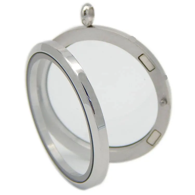 Surgical Stainless Steel Silver Tone Plain Round Pendant Glass Living Floating Memory Locket 20 25 30 35 38 mm Final Sale