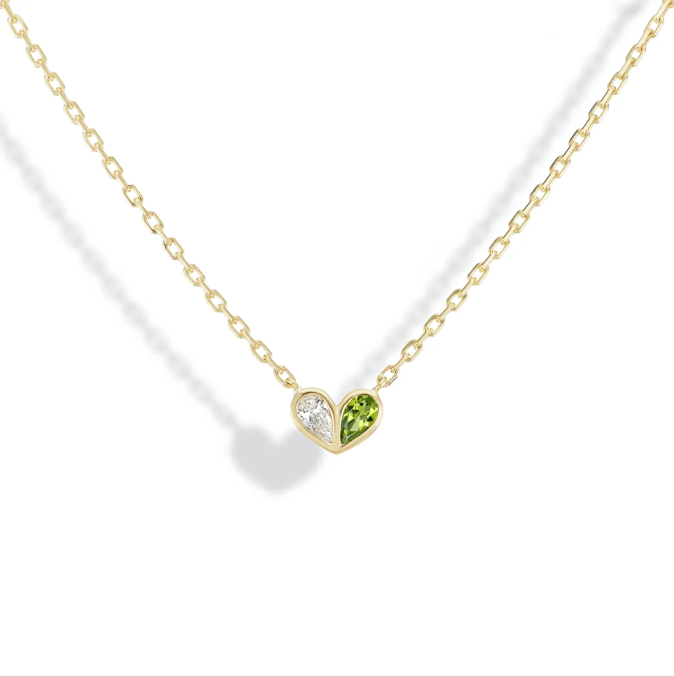 Sweetheart Necklace Diamond & Peridot