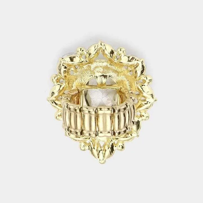 Teardrop Abalone Stone Centered Marquise Stretch Ring