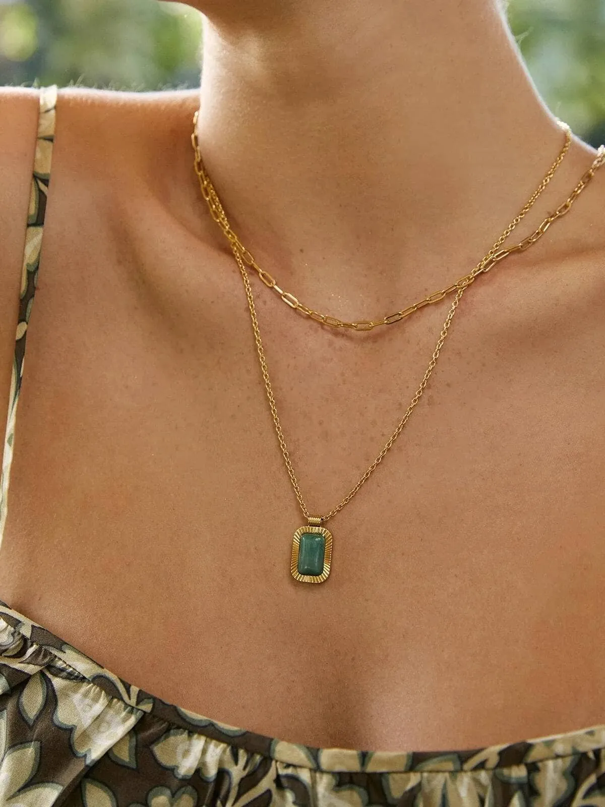 Teo Gold Necklace - Jade