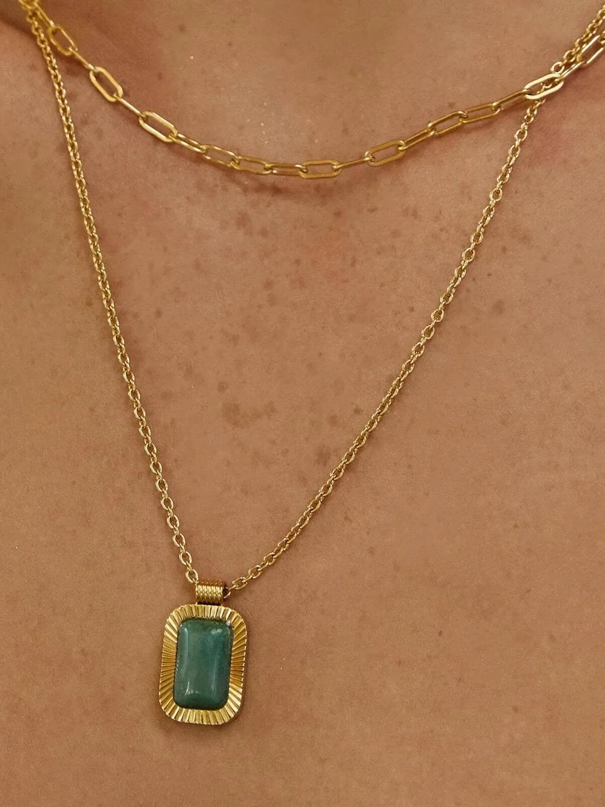 Teo Gold Necklace - Jade