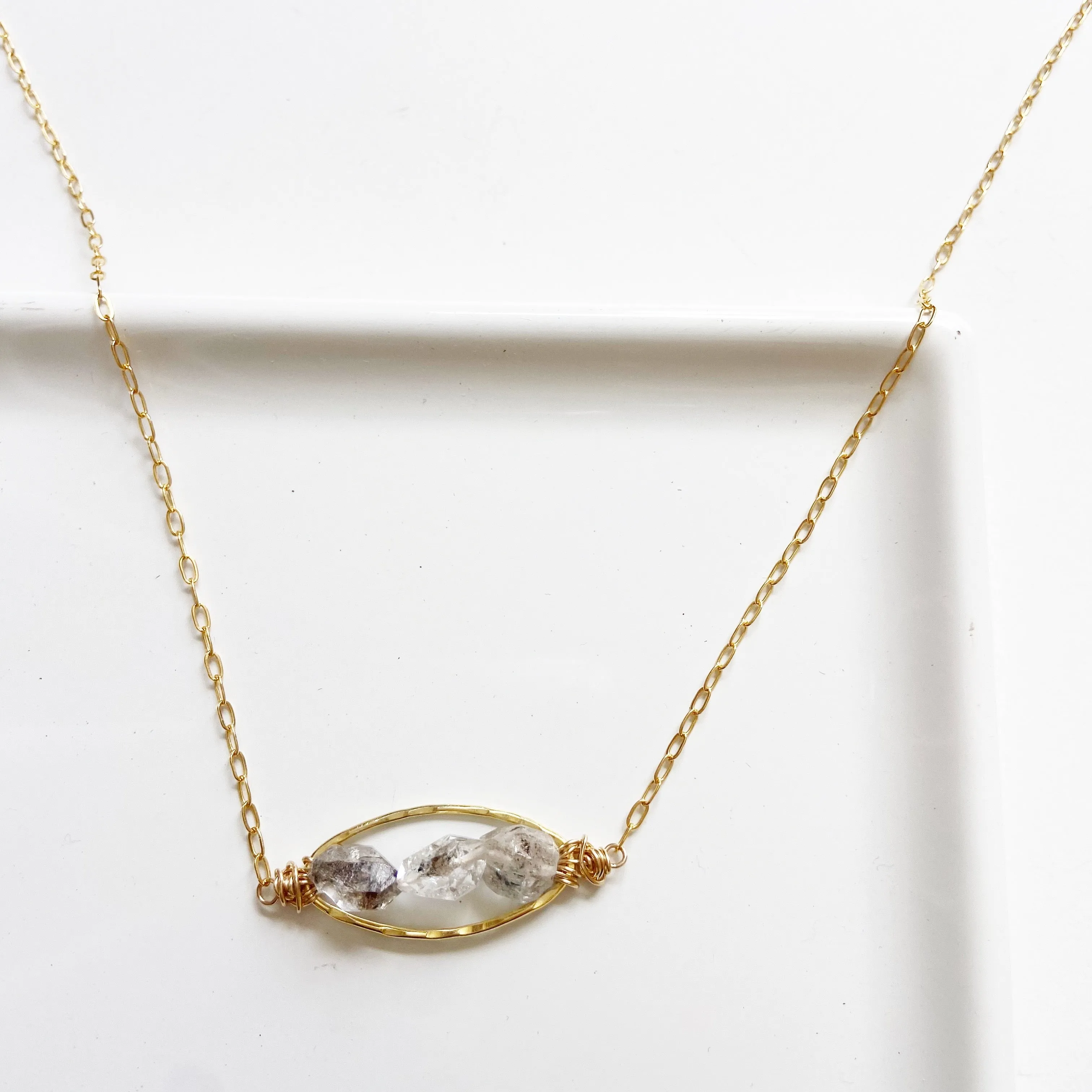 The Innocent - Herkimer Diamond Focal Point Necklace in Gold