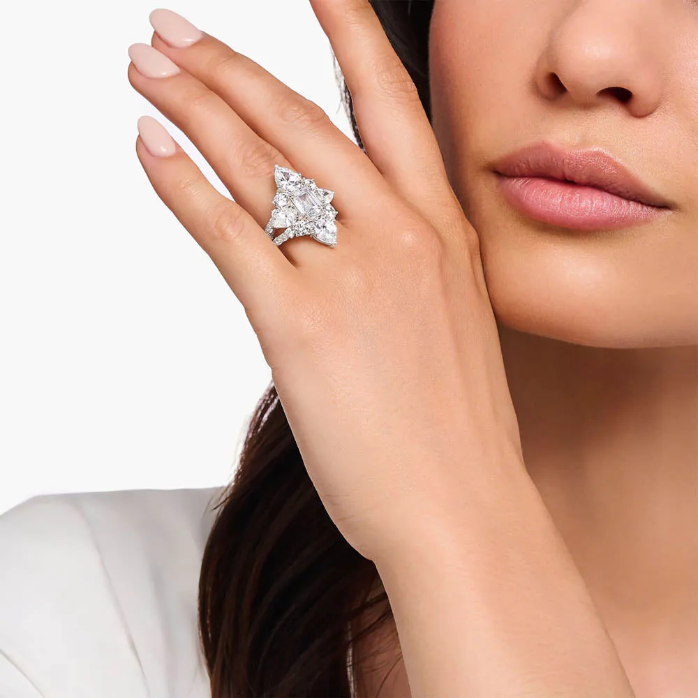 Thomas Sabo Sterling Silver Heritage White CZ Cocktail Ring