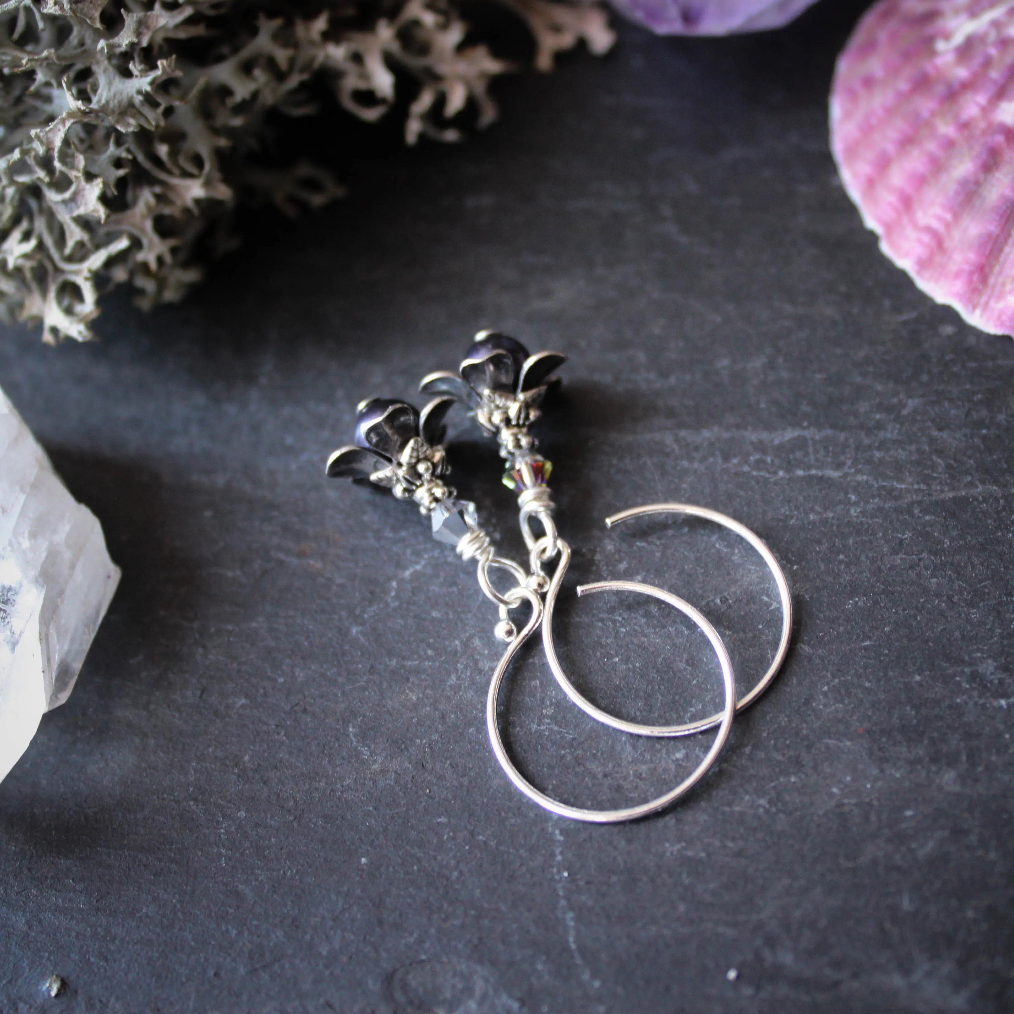 Tiny Silver Fairy Flower Earrings