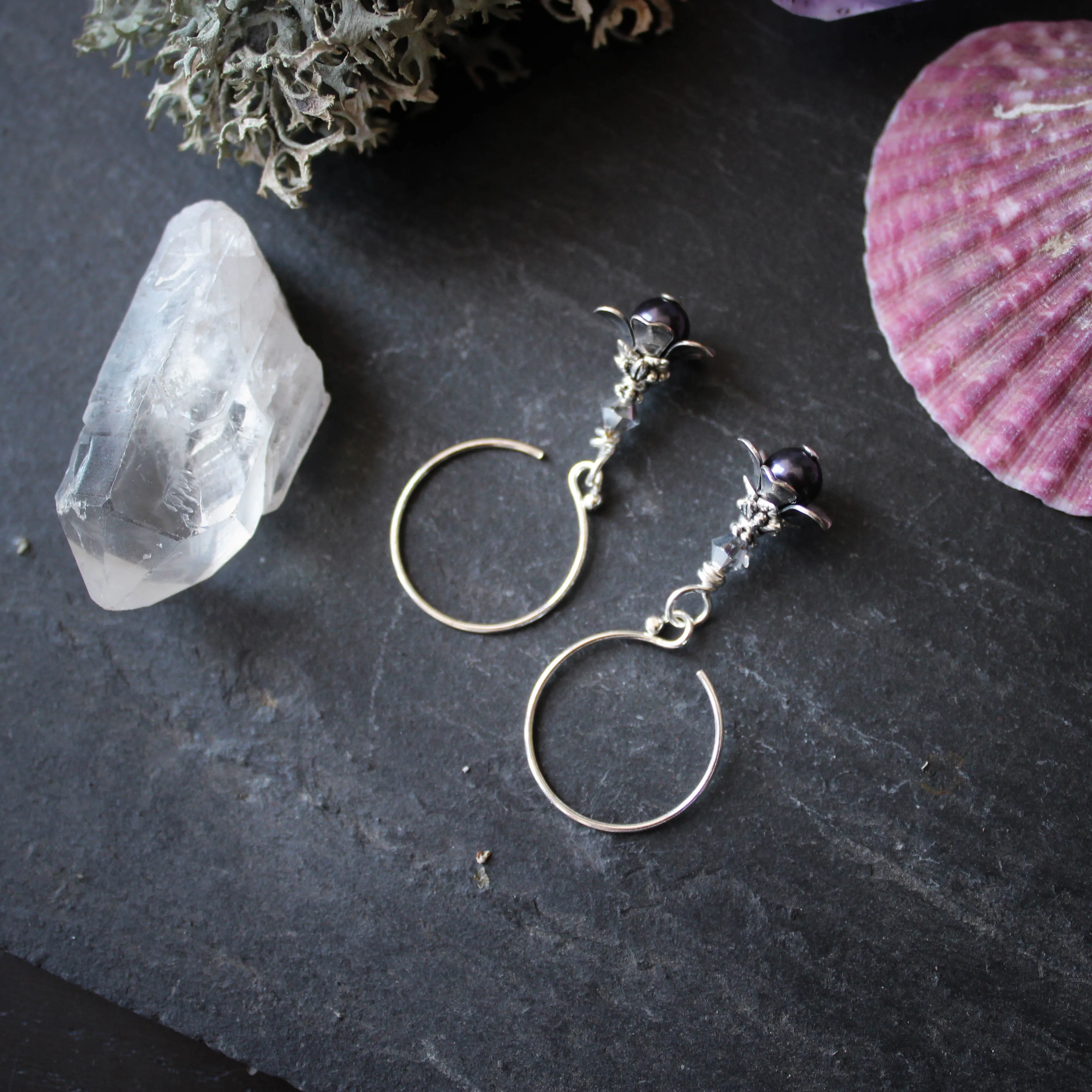 Tiny Silver Fairy Flower Earrings