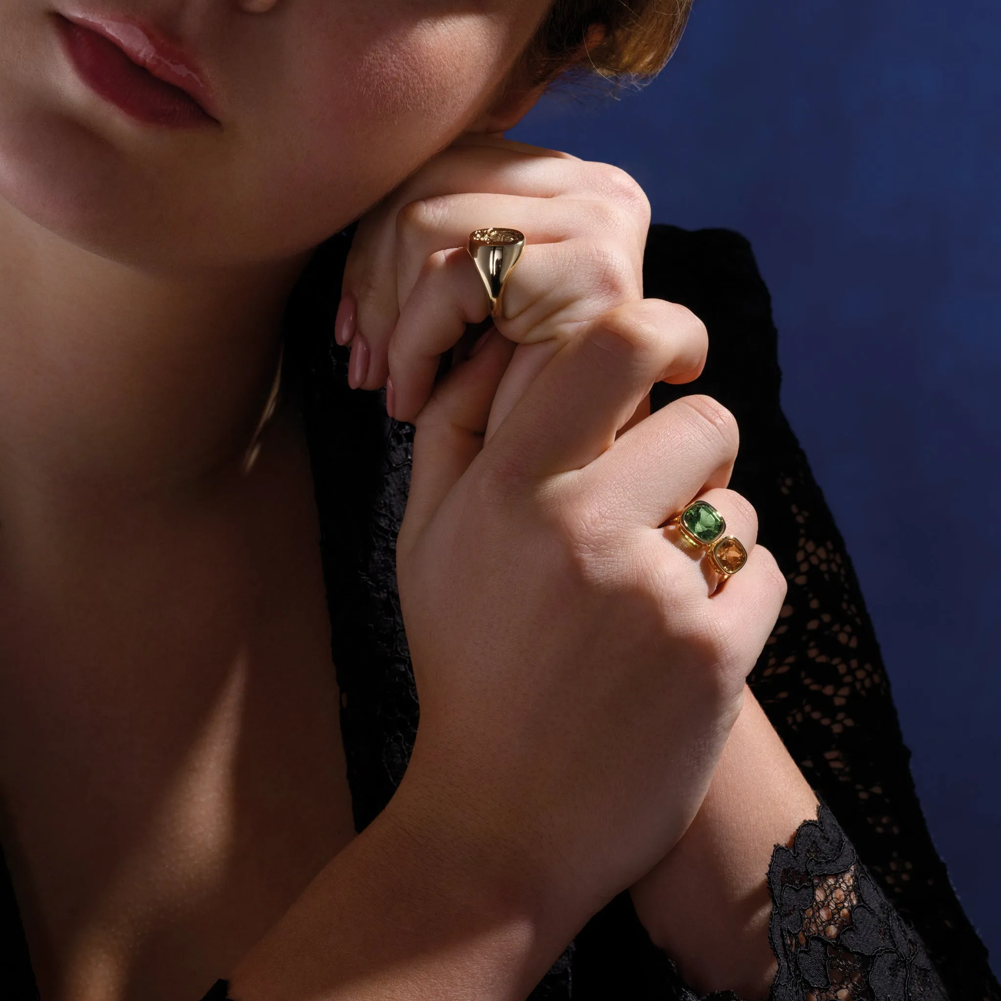 Toi et Moi Ring 18ct Yellow Gold - Mint Tourmaline & Zircon