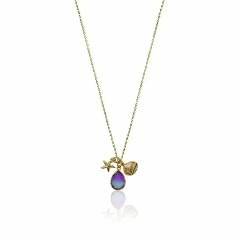 Tropical Jewelry - Peacock Aura Starfish Clam Shell Necklace