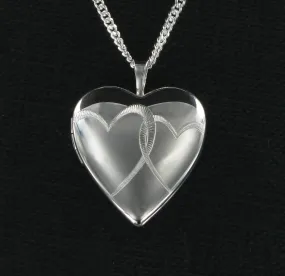 Twin Hearts Locket & 18" Curb Chain
