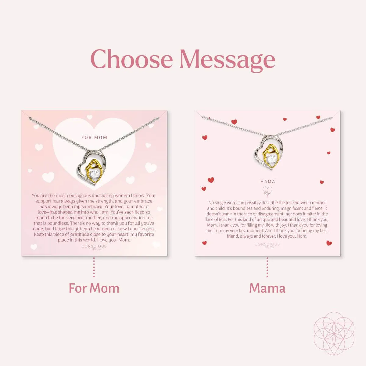 Unbreakable Bond - Mother & Child Crystal Heart Pendant with Clear Quartz