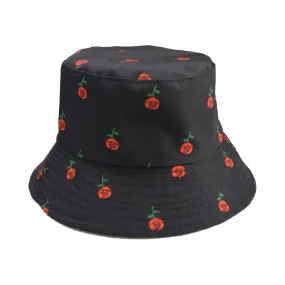 Unisex Reservible Rose Print Boonie Bucket Hat Cap Brim Outdoor Sun Safari Camping Fishing