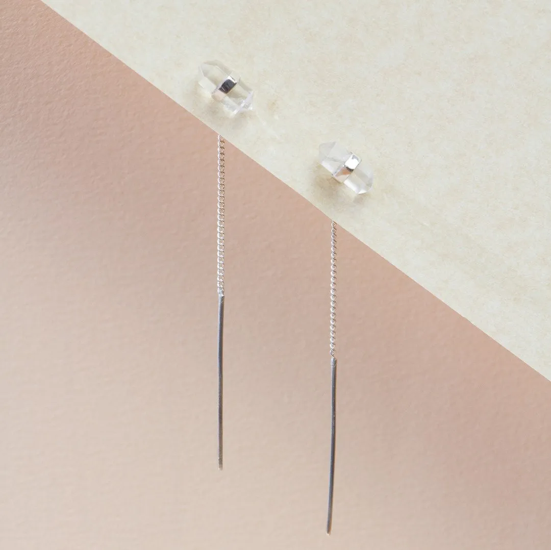 Unity Silver Earrings with Double-Terminated Clear Quartz Crystal ( shorter variation)