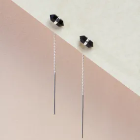 Unity Silver Earrings with Double-Terminated Obsidian Crystal (shorter variation)