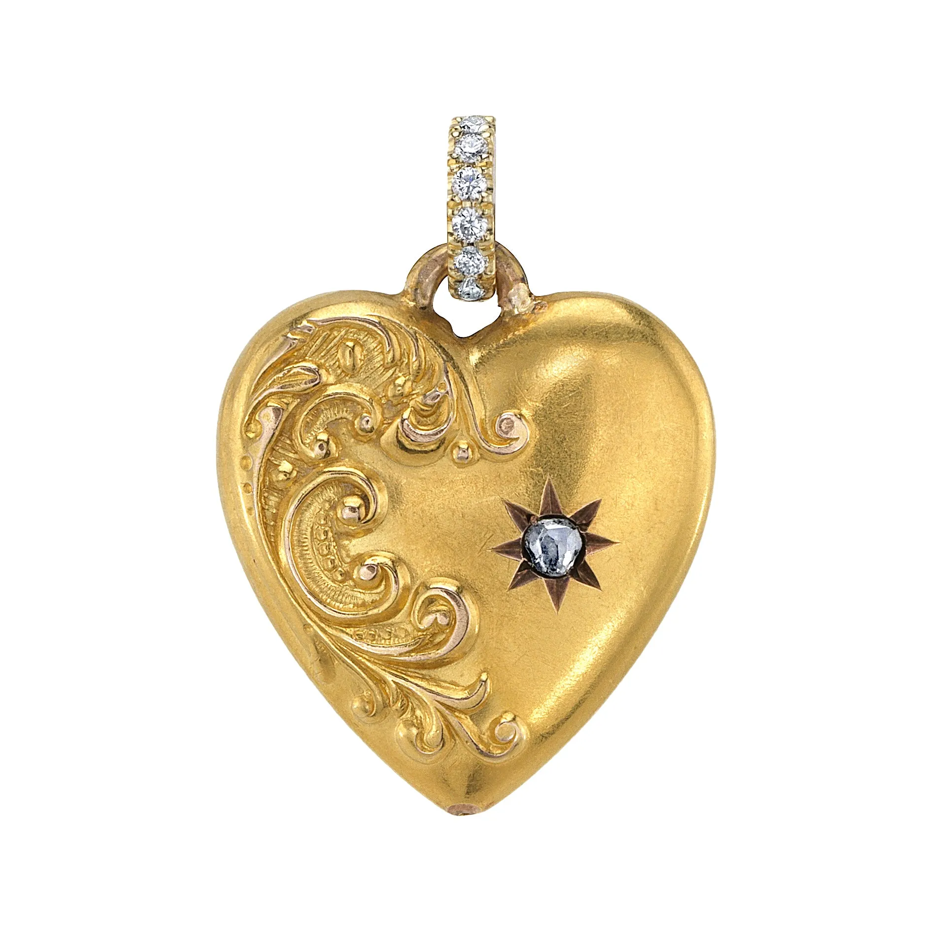 Vintage Heart Locket with Diamond Bail