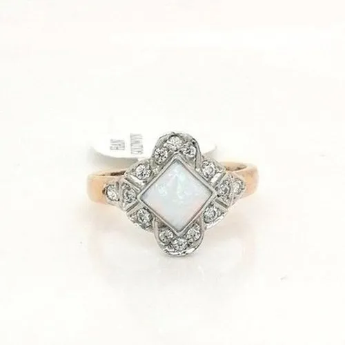 White Opal & CZ Ring