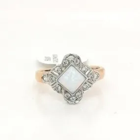 White Opal & CZ Ring