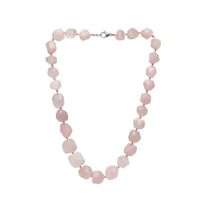 Women's Chunky Beaded Necklace - Natural Pink Rose Quartz Necklace