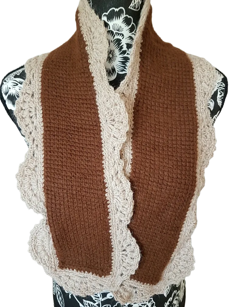 x98 Alpaca Tunisian & Conventional Crochet Scarf