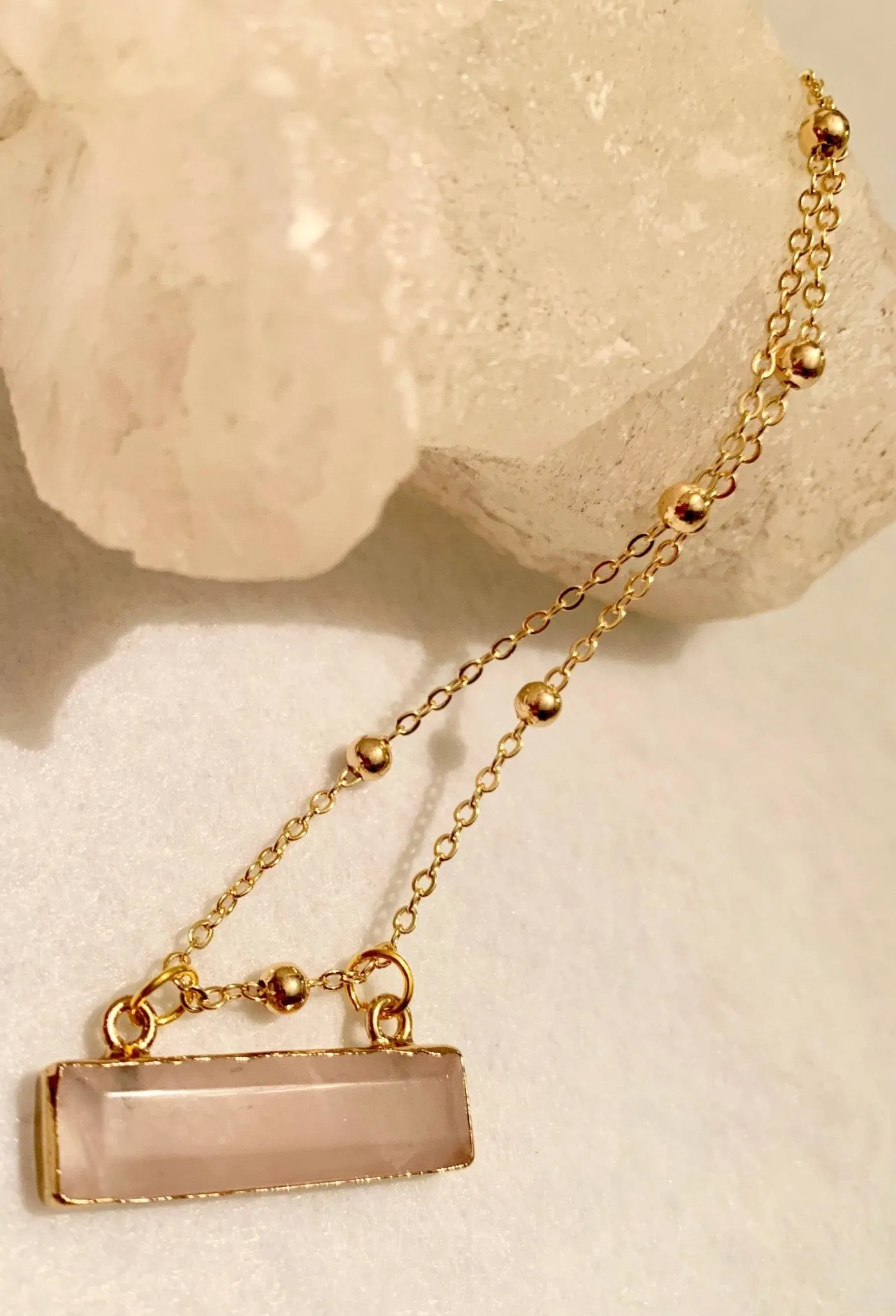 Yaretzi Handcrafted Genuine Rose Quartz Pendant Necklace