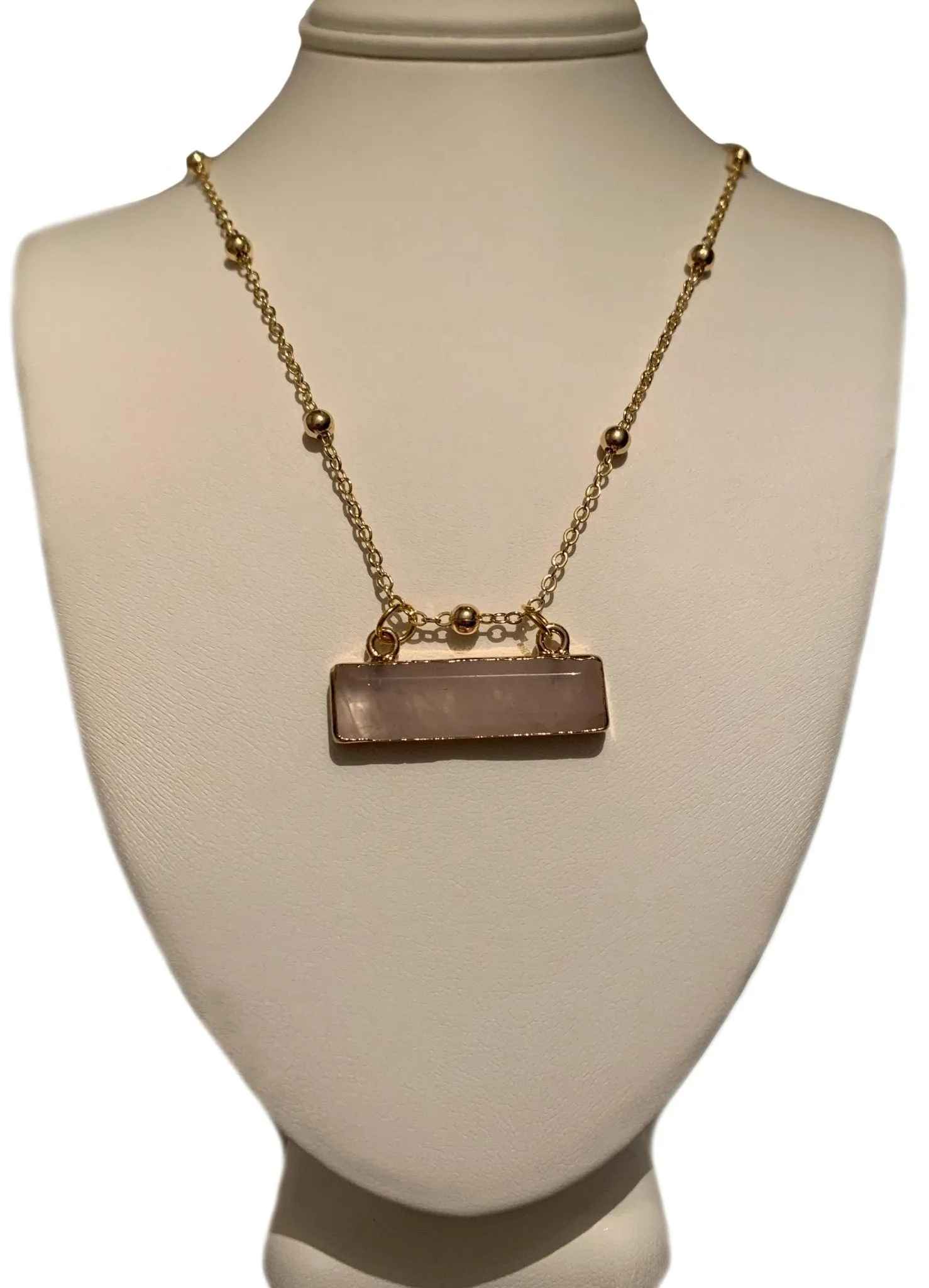 Yaretzi Handcrafted Genuine Rose Quartz Pendant Necklace
