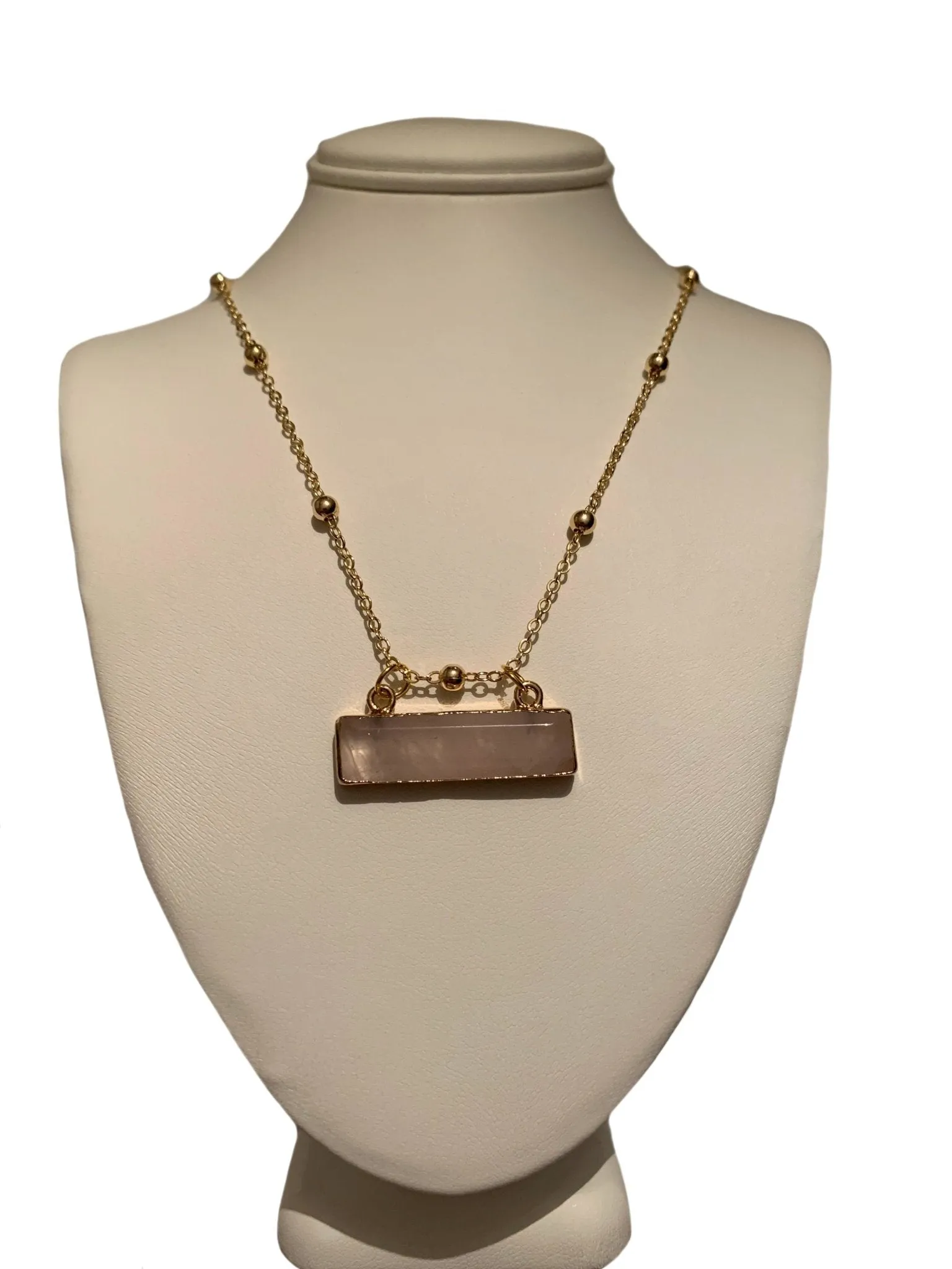 Yaretzi Handcrafted Genuine Rose Quartz Pendant Necklace