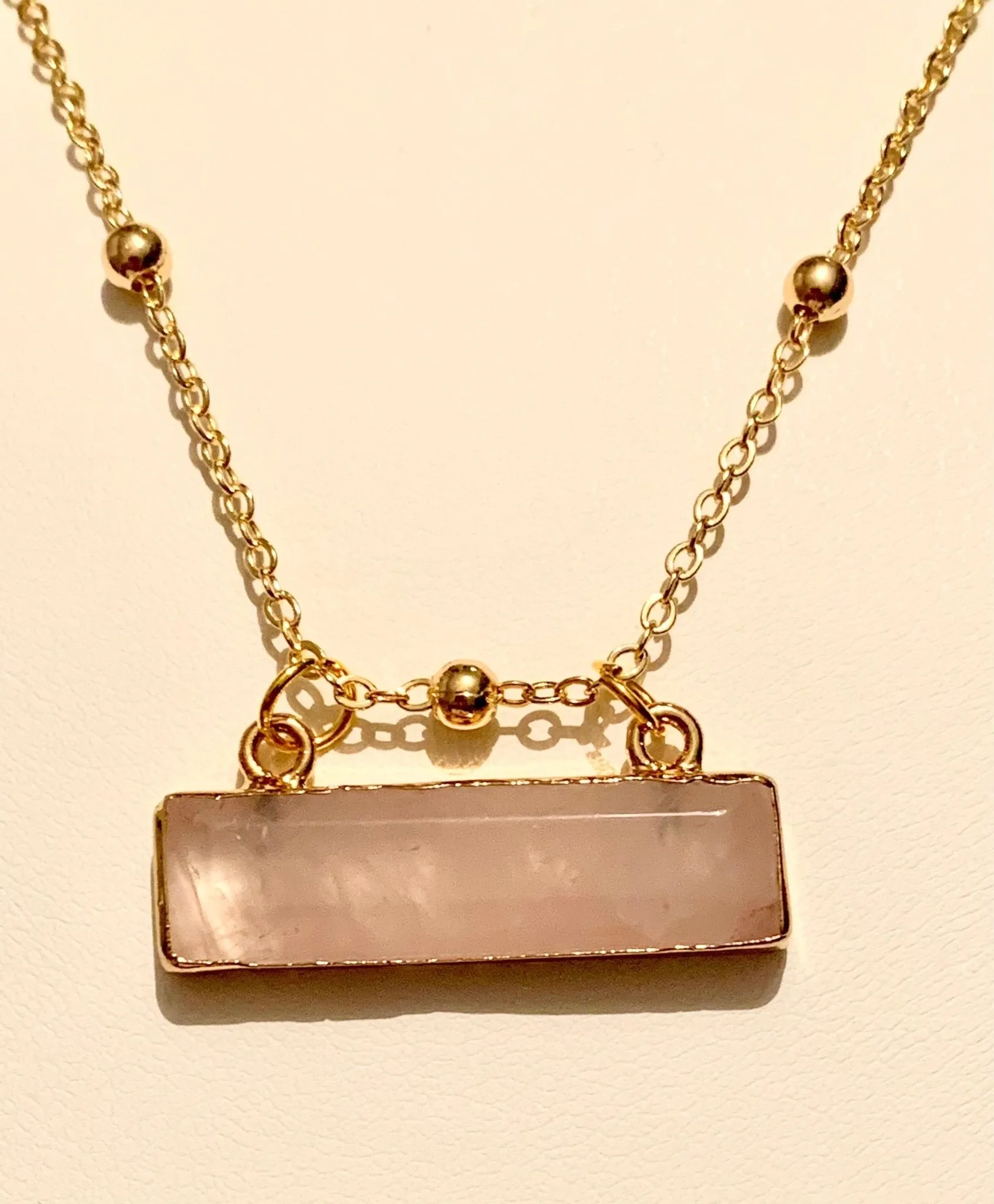 Yaretzi Handcrafted Genuine Rose Quartz Pendant Necklace