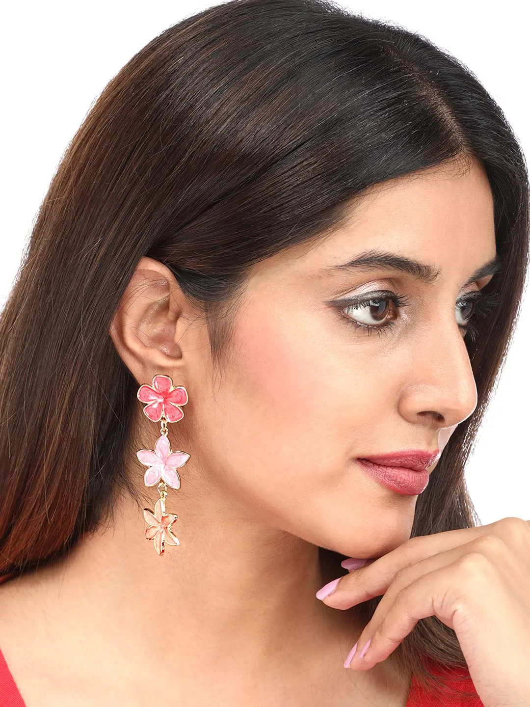 Yellow Chimes Floral Earrings for Women Gold Plated Multicolour Floral Long Drop Earrings for Women and Girls