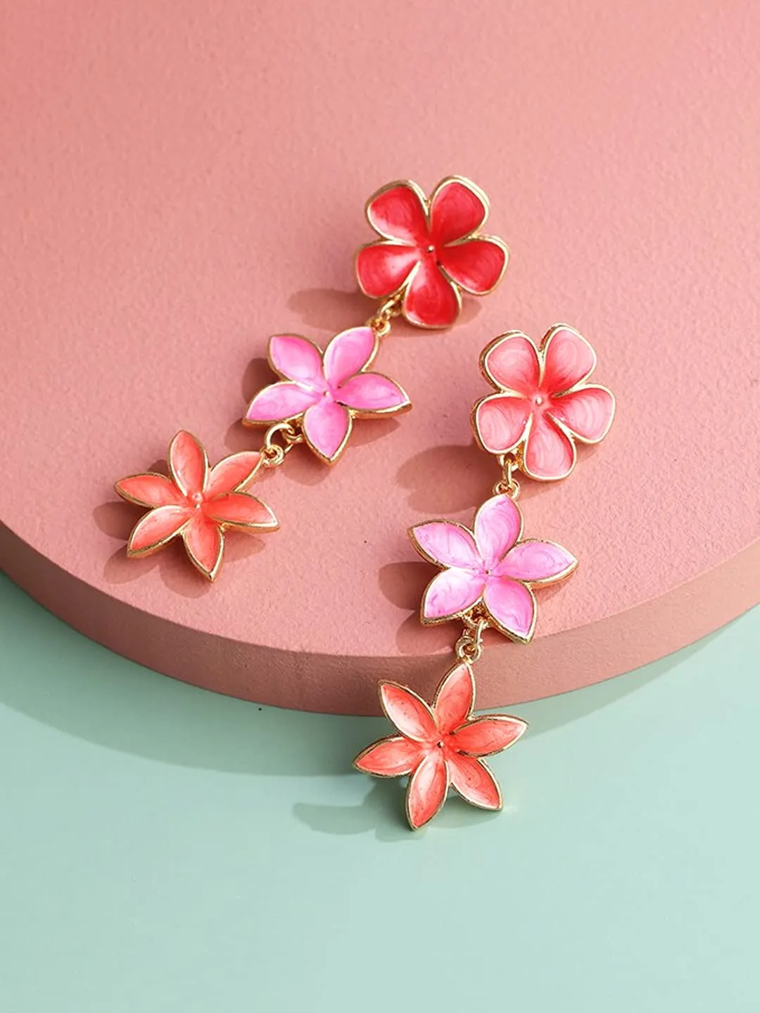 Yellow Chimes Floral Earrings for Women Gold Plated Multicolour Floral Long Drop Earrings for Women and Girls
