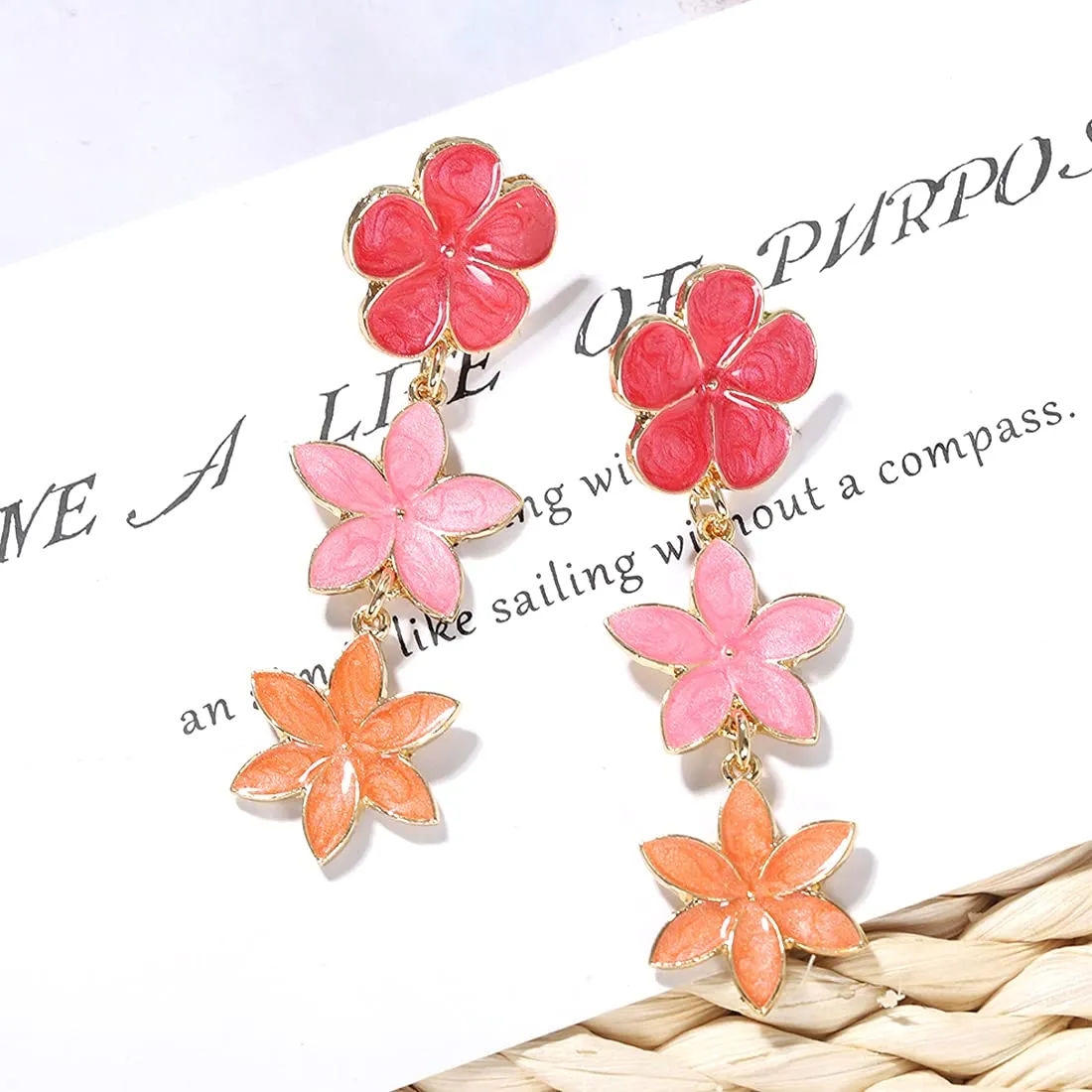 Yellow Chimes Floral Earrings for Women Gold Plated Multicolour Floral Long Drop Earrings for Women and Girls