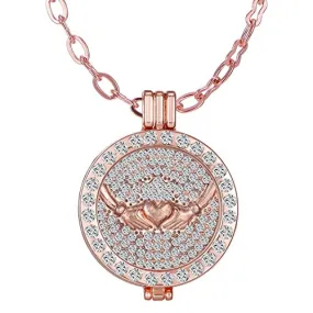 Yellow Chimes Mother Love Holded Heart Rose Gold Crystal Pendant for Women