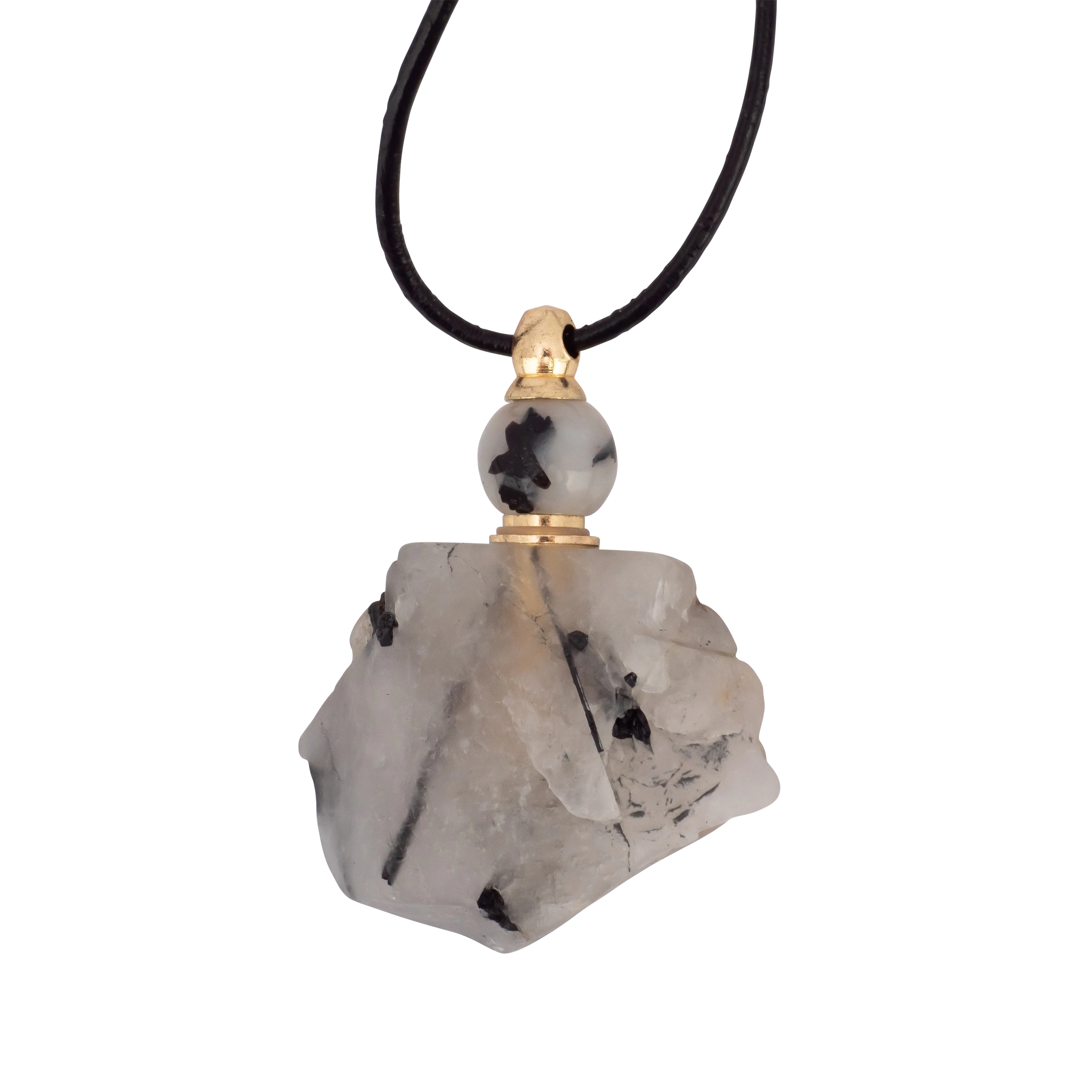 *Zengo Rutilated Quartz Natural Stone Vial Necklace