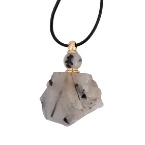 *Zengo Rutilated Quartz Natural Stone Vial Necklace