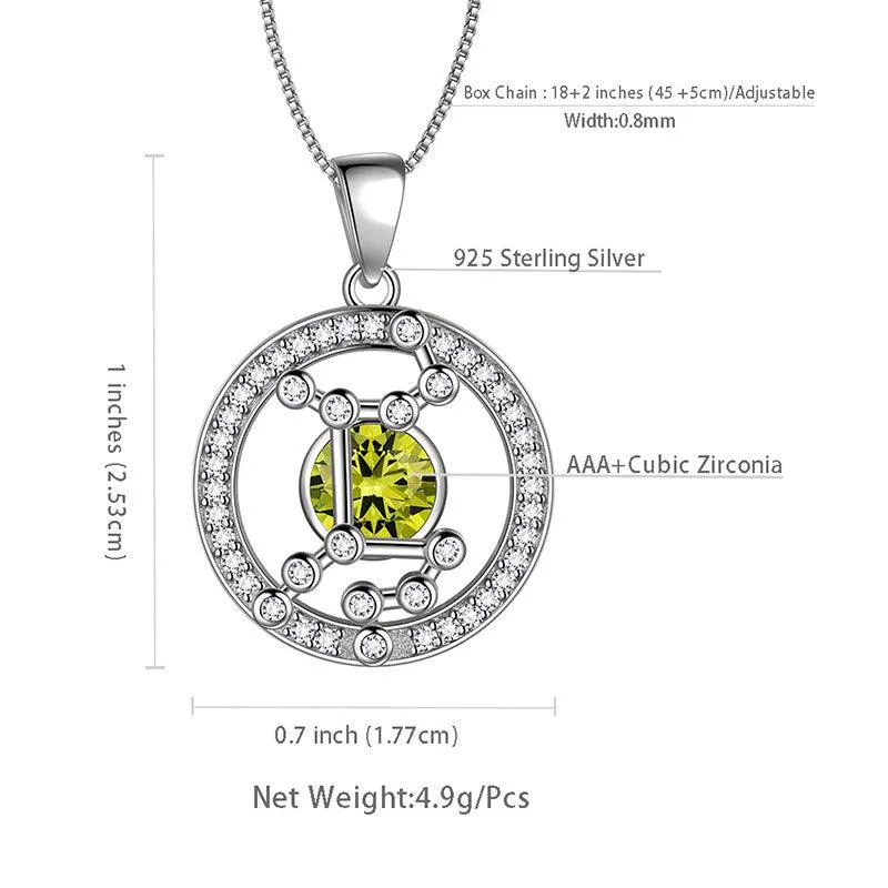 Zodiac Virgo Necklace August Birthstone Pendant Jewelry Women Girls Birthday Gift
